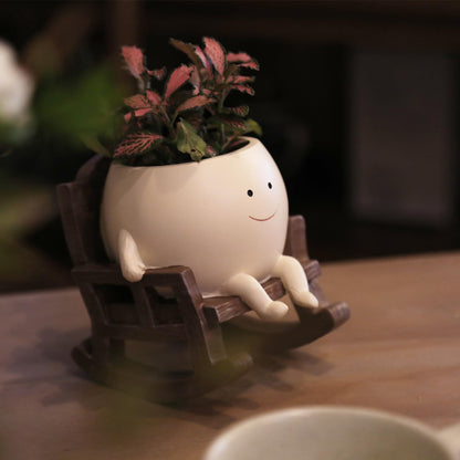 Handmade Rocking Chair Plant Pot