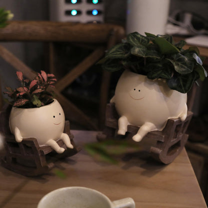 Handmade Rocking Chair Plant Pot