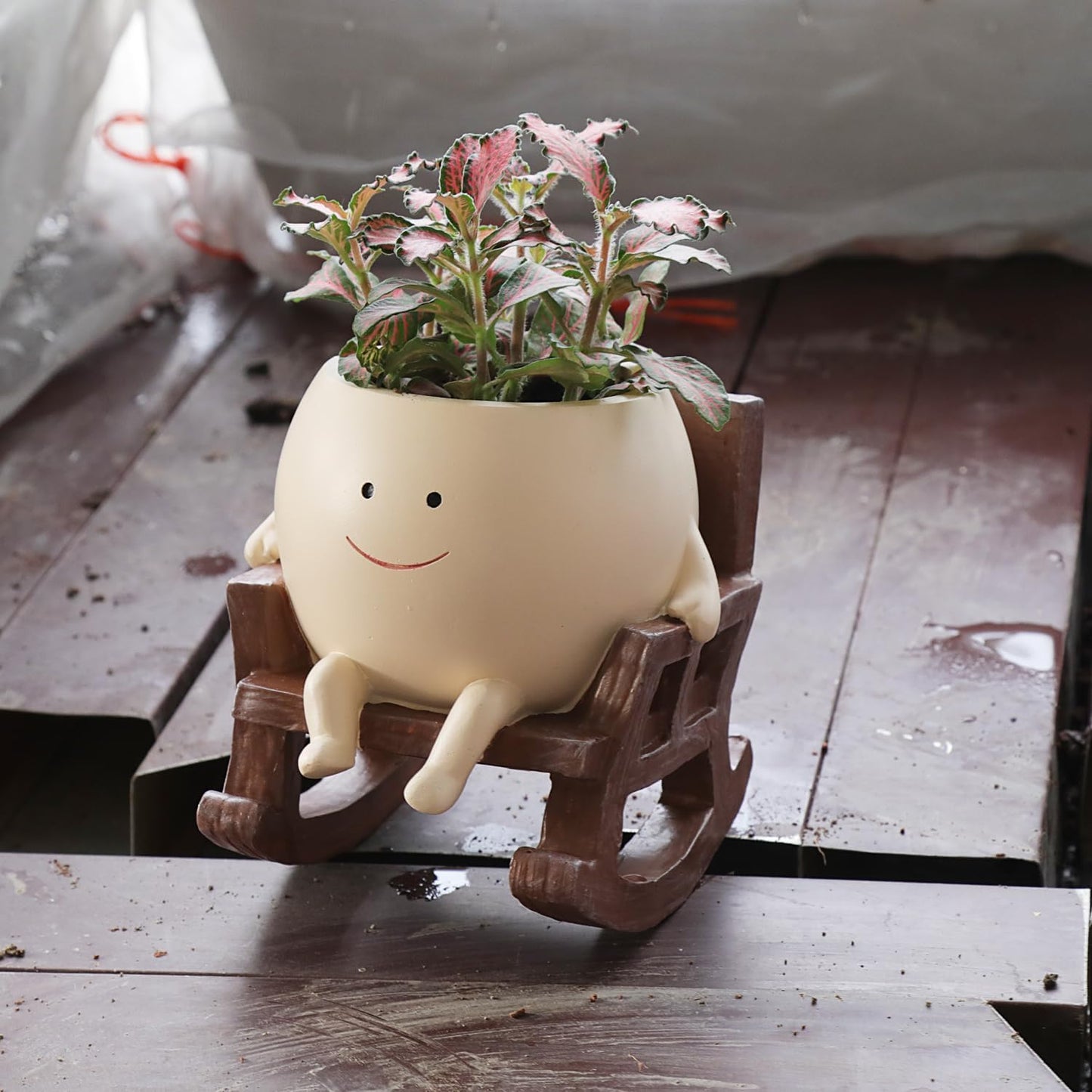 Handmade Rocking Chair Plant Pot