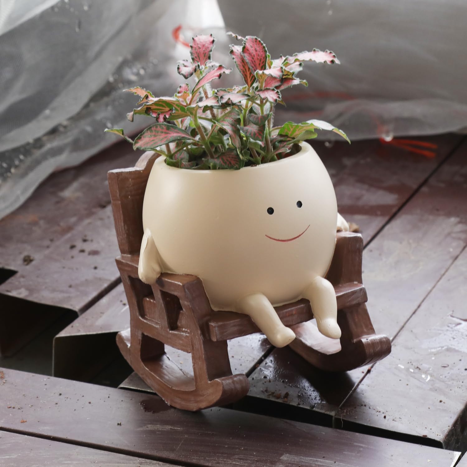 Handmade Rocking Chair Plant Pot